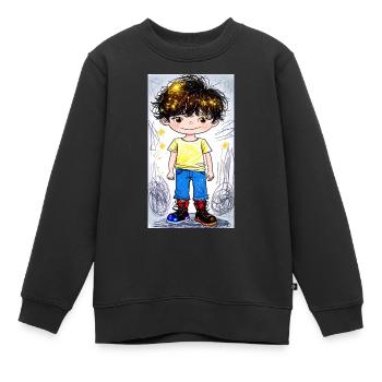 Kleiner Abenteurer (Sternenstaub) - Kinder Premium Organic Sweatshirt - Schwarz - Vorne - AI Model Kid Female (0cm)