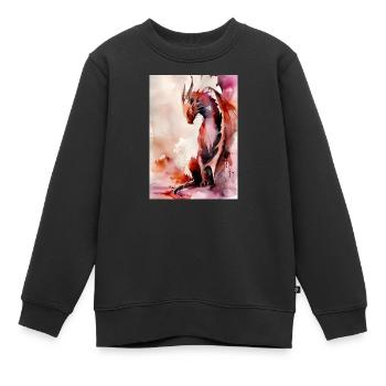 Red Watercolor Dragon - Kids Premium Organic Sweatshirt - black - Front - AI Model Kid Female (0cm)