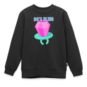90s Bling - 90er Jahre Nostalgie Humor - Kinder Premium Organic Sweatshirt - Schwarz - Vorne - AI Model Kid Female (0cm)