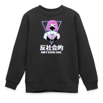 Esthétique de fille asociale, lunatique et mignonne - Sweat Premium enfant bio - noir - Devant - AI Model Kid Female (0cm)