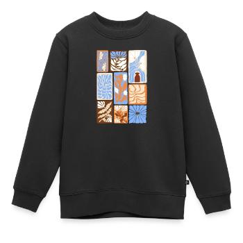 Abstrakte botanische Muster - Kinder Premium Organic Sweatshirt - Schwarz - Vorne - AI Model Kid Female (0cm)