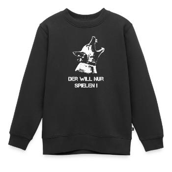 Der will nur spielen! - Kinder Premium Organic Sweatshirt - Schwarz - Vorne - AI Model Kid Female (0cm)