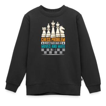Échiquier des joueurs d’échecs - Sweat Premium enfant bio - noir - Devant - AI Model Kid Female (0cm)