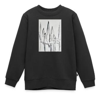 Schwarzweiß Stadt-Silhouette - Kinder Premium Organic Sweatshirt - Schwarz - Vorne - AI Model Kid Female (0cm)