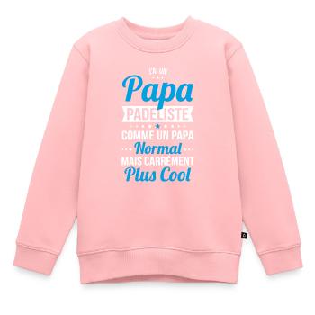 J'ai un papa padeliste plus cool - Sweat Premium enfant bio - rose - Devant - AI Model Kid Female (0cm)