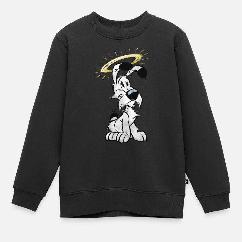 Astérix Idefix avec l'auréole - Sweat Premium enfant bio - noir