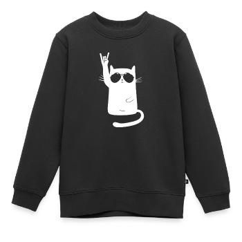 Chat en métal - Sweat Premium enfant bio - noir - Devant - AI Model Kid Female (0cm)