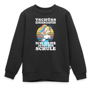 Einschulung Einhorn Tschüss Kindergarten - Kinder Premium Organic Sweatshirt - Schwarz - Vorne - AI Model Kid Female (0cm)