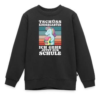 Einschulung Einhorn Tschüss Kindergarten - Kinder Premium Organic Sweatshirt - Schwarz - Vorne - AI Model Kid Female (0cm)