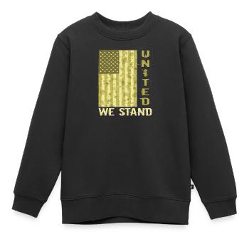 Amerikanische Flagge in Camouflage Patriotismus Homeland - Kinder Premium Organic Sweatshirt - Schwarz - Vorne - AI Model Kid Female (0cm)
