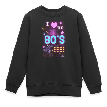 Leuchtfarben Cool Nostalgie Party - Kinder Premium Organic Sweatshirt - Schwarz - Vorne - AI Model Kid Female (0cm)