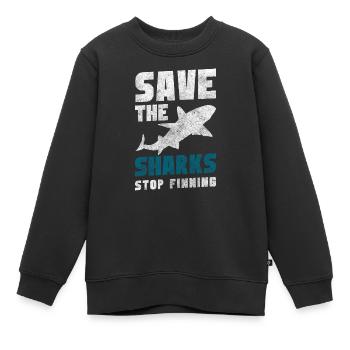 Grand plongeur d’ailerons de requin blanc - Sweat Premium enfant bio - noir - Devant - AI Model Kid Female (0cm)