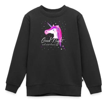 Licorne bonne nuit Chemise de sommeil - Sweat Premium enfant bio - noir - Devant - AI Model Kid Female (0cm)