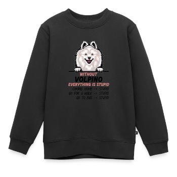 Ohne Volpino ist alles doof - Kinder Premium Organic Sweatshirt - Schwarz - Vorne - AI Model Kid Female (0cm)