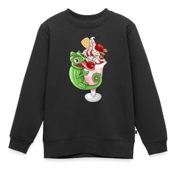 Sundae avec caméléon - Sweat Premium enfant bio - noir - Devant - AI Model Kid Female (0cm)