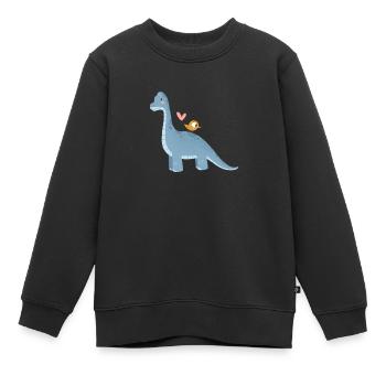 ZAZdesign® Dino Brachio Brachiosaurus - Kids Premium Organic Sweatshirt - black - Front - AI Model Kid Female (0cm)