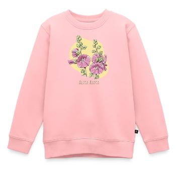 Malvenrosa botanische Zeichnung - Kinder Premium Organic Sweatshirt - Rosa - Vorne - AI Model Kid Female (0cm)