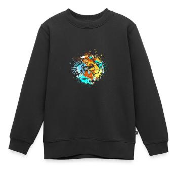 Splash Art Singe Bornéo Orang-outan - Sweat Premium enfant bio - noir - Devant - AI Model Kid Female (0cm)