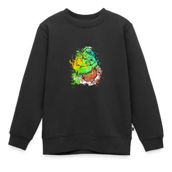 Splash Art Singe Bornéo Orang-outan - Sweat Premium enfant bio - noir - Devant - AI Model Kid Female (0cm)