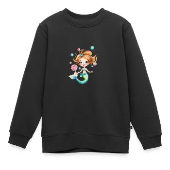 Kleine Meerjungfrau mit Lolli - Kinder Premium Organic Sweatshirt - Schwarz - Vorne - AI Model Kid Female (0cm)