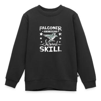 Le fauconnier est ma compétence de survie préférée - Sweat Premium enfant bio - noir - Devant - AI Model Kid Female (0cm)