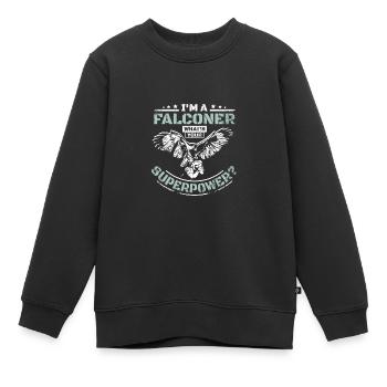 Je suis fauconnier, quel est votre superpouvoir - Sweat Premium enfant bio - noir - Devant - AI Model Kid Female (0cm)
