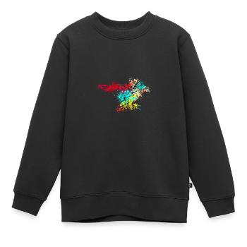 Fauconnier Splash Art Faucon Hawk - Sweat Premium enfant bio - noir - Devant - AI Model Kid Female (0cm)