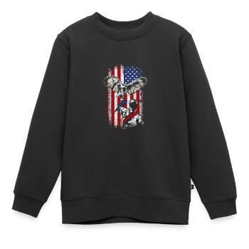 Drapeau américain des Etats-Unis 4 juillet fauconnier - Sweat Premium enfant bio - noir - Devant - AI Model Kid Female (0cm)