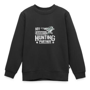 Mon partenaire de chasse préféré Falconer - Sweat Premium enfant bio - noir - Devant - AI Model Kid Female (0cm)