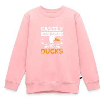 Canard pékin de compagnie facilement distrait par les canards - Sweat Premium enfant bio - rose - Devant - AI Model Kid Female (0cm)