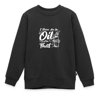 J’ai une huile pour ça - Sweat Premium enfant bio - noir - Devant - AI Model Kid Female (0cm)