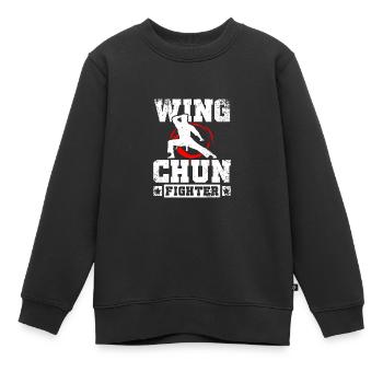 Combattant de Wing chun - Sweat Premium enfant bio - noir - Devant - AI Model Kid Female (0cm)
