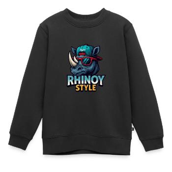 RHINOY STYLE - Kinder Premium Organic Sweatshirt - Schwarz - Vorne - AI Model Kid Female (0cm)