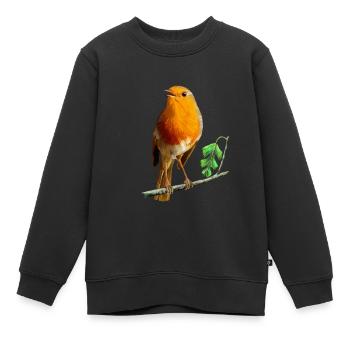 PEINTURE DE MERLE D’EUROPE - OISEAUX DE JARDIN EUROPÉENS, - Sweat Premium enfant bio - noir - Devant - AI Model Kid Female (0cm)