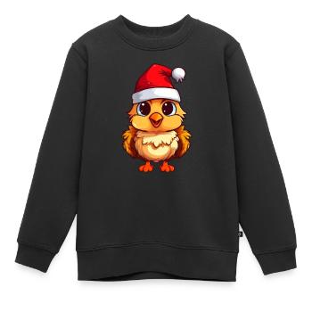 Poussin festif : la joie de Noël en plumage - Sweat Premium enfant bio - noir - Devant - AI Model Kid Female (0cm)