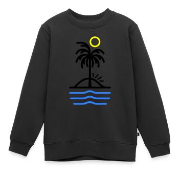 Palmen Insel - Kinder Premium Organic Sweatshirt - Schwarz - Vorne - AI Model Kid Female (0cm)