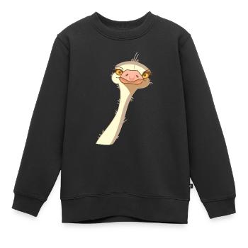 Oiseau Autruche Drôle (b) - Sweat Premium enfant bio - noir - Devant - AI Model Kid Female (0cm)