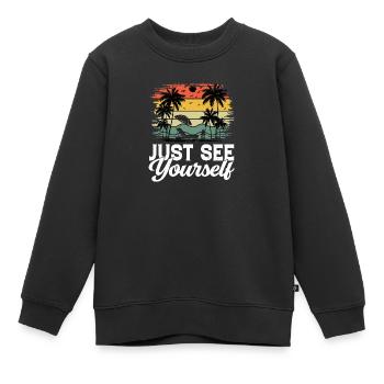 Strandurlaub Palmen Sonnenschirm Sommer Urlaub - Kinder Premium Organic Sweatshirt - Schwarz - Vorne - AI Model Kid Female (0cm)