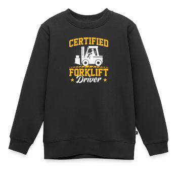 Staplerfahrer Gabelstaplerfahrer Gabelstapler Lohn - Kinder Premium Organic Sweatshirt - Schwarz - Vorne - AI Model Kid Female (0cm)