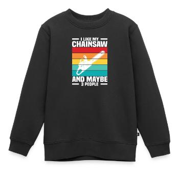 Holz Kettensäge Holzfäller Holzarbeiter Klettern - Kinder Premium Organic Sweatshirt - Schwarz - Vorne - AI Model Kid Female (0cm)