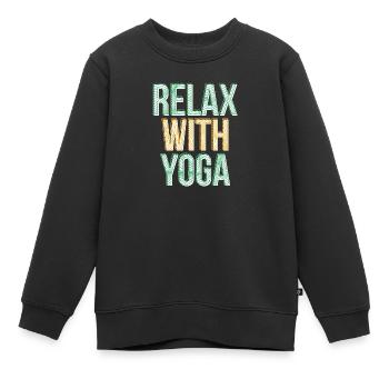 Yoga Mandala Sport Training Relaxation Végétalienne - Sweat Premium enfant bio - noir - Devant - AI Model Kid Female (0cm)