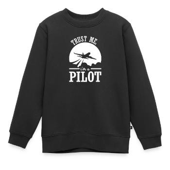 Pilot Flugzeug fliegen Flugsport Geschenkidee - Kinder Premium Organic Sweatshirt - Schwarz - Vorne - AI Model Kid Female (0cm)