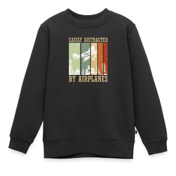 Pilot Flugzeug fliegen Flugsport Geschenkidee - Kinder Premium Organic Sweatshirt - Schwarz - Vorne - AI Model Kid Female (0cm)