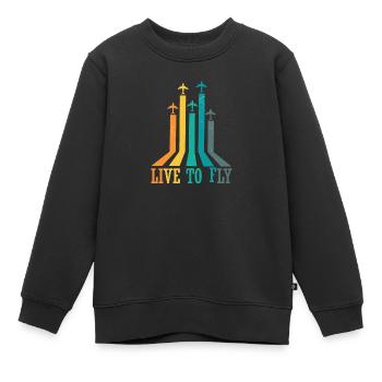 Pilot Flugzeug fliegen Flugsport Geschenkidee - Kinder Premium Organic Sweatshirt - Schwarz - Vorne - AI Model Kid Female (0cm)