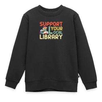 Bibliothek Bibliothekar Lesen - Kinder Premium Organic Sweatshirt - Schwarz - Vorne - AI Model Kid Female (0cm)