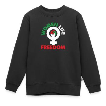 Femmes Vie Liberté Iranienne Mahsa Amini Iran - Sweat Premium enfant bio - noir - Devant - AI Model Kid Female (0cm)