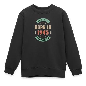 1945 né - anniversaire né 1945 - Sweat Premium enfant bio - noir - Devant - AI Model Kid Female (0cm)