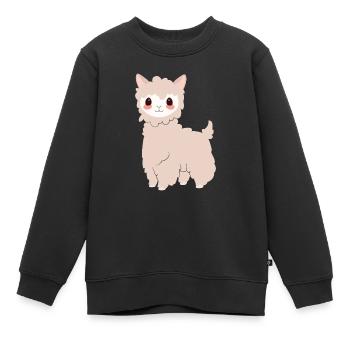 Lama doux - Sweat Premium enfant bio - noir - Devant - AI Model Kid Female (0cm)