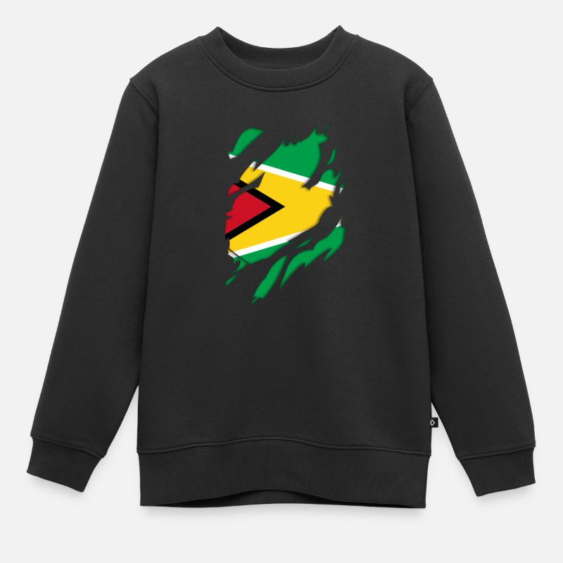 Drapeau déchiré du Guyana - Sweat Premium enfant bio - noir