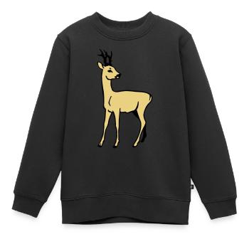 Chevreuil - Sweat Premium enfant bio - noir - Devant - AI Model Kid Female (0cm)